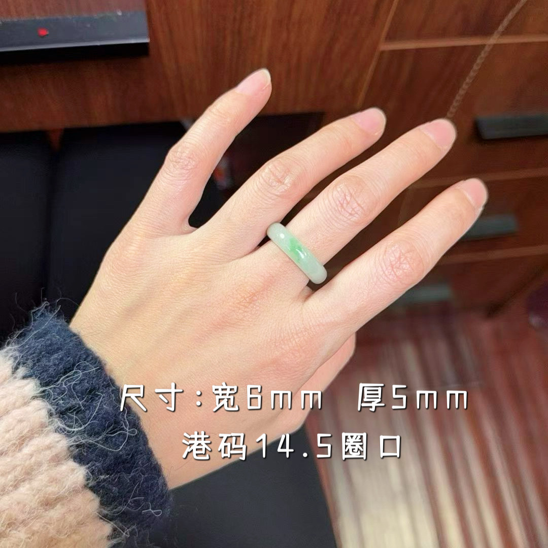 天然翡翠A货飘花绿戒指指环男女款玉石戒圈国风简约百搭情侣对戒