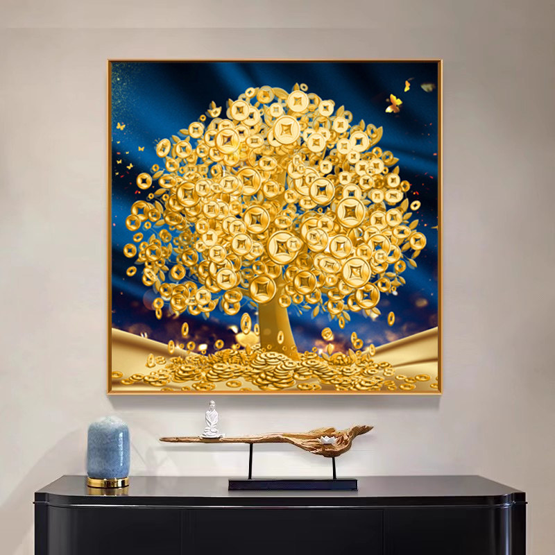 5d钻石画2026新款发财树手工点贴钻十字绣客厅餐厅摇钱树粘钻满钻