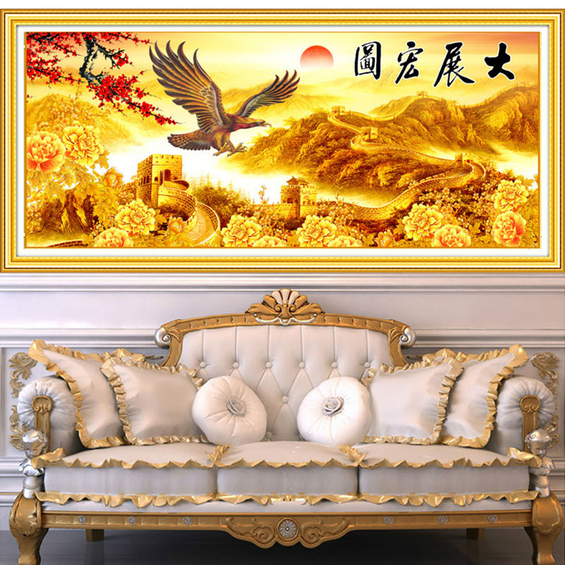 5d砖石画满钻客厅大展宏图长城雄鹰十字绣2026新款生意兴隆手工秀