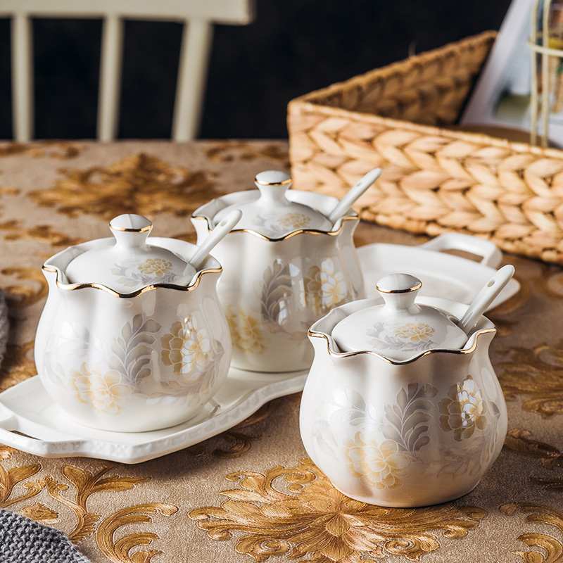 陶瓷厨房欧式风家用带盖调味瓶罐