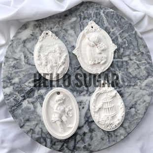 翻糖硅胶模具 圆框天使号角麦穗鸟笼 香薰石膏巧克力DIY工具