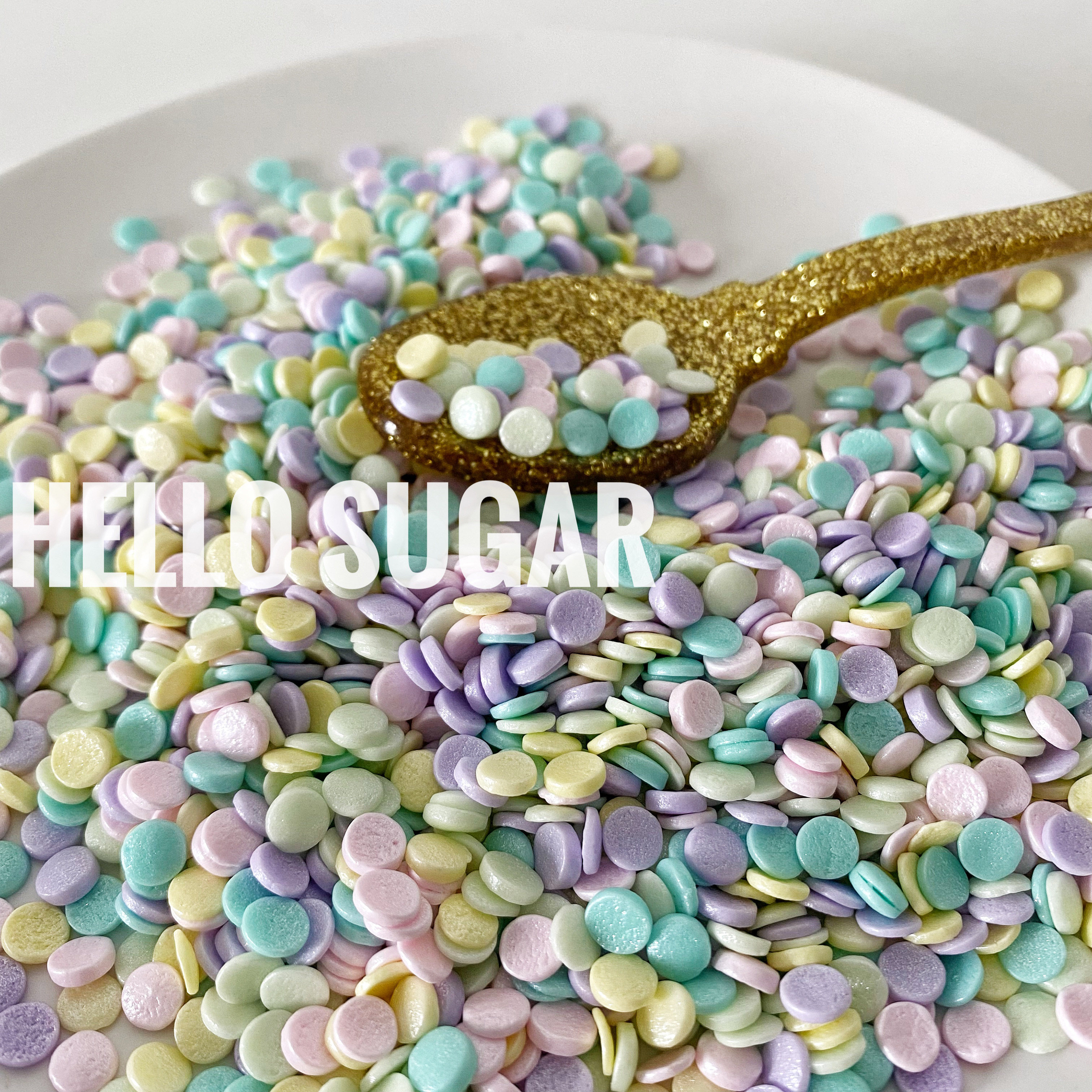 Hello Sugar 珠光圆片 淡彩色系混合糖片彩糖纸杯蛋糕甜品台装饰