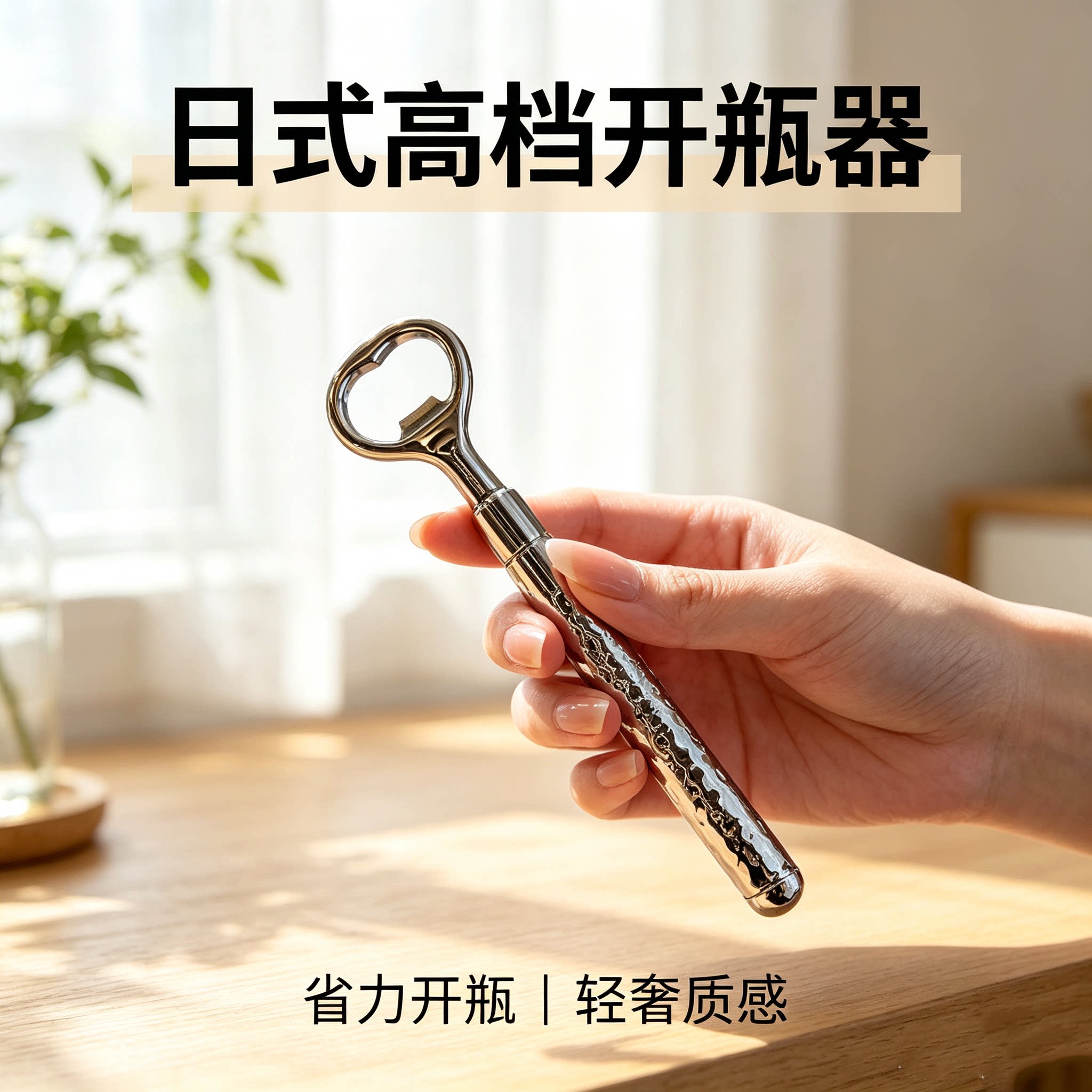 高档啤酒开瓶器304不锈钢啤酒创意启瓶器锤纹啤酒起子开盖器ins风