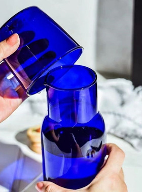 克莱因蓝色玻璃水杯零极限清理工具蓝色太阳水玻璃壶耐高温可明火