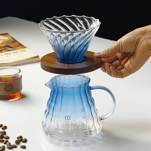 dheer手冲咖啡壶套装 咖啡器具 V60过滤杯玻璃竖纹分享壶云朵壶美式