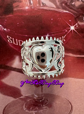 有颗星星女S925哥特爱心王冠戒指