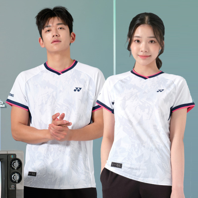 2024秋冬新品韩国YONEX尤尼克斯羽毛球服男女款速干吸汗短袖套装1
