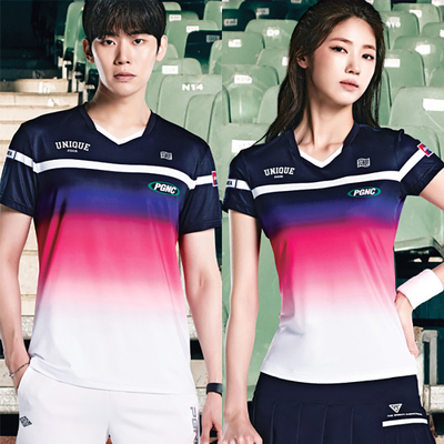PGNC韩国2023秋冬新品羽毛球服男女情侣款运动短袖速干吸汗T恤