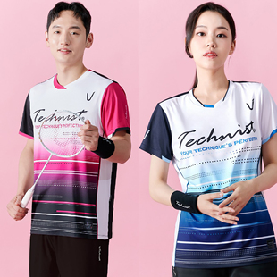 2024秋冬新品韩国Technist羽毛球服男款女款运动速干透气吸汗短袖
