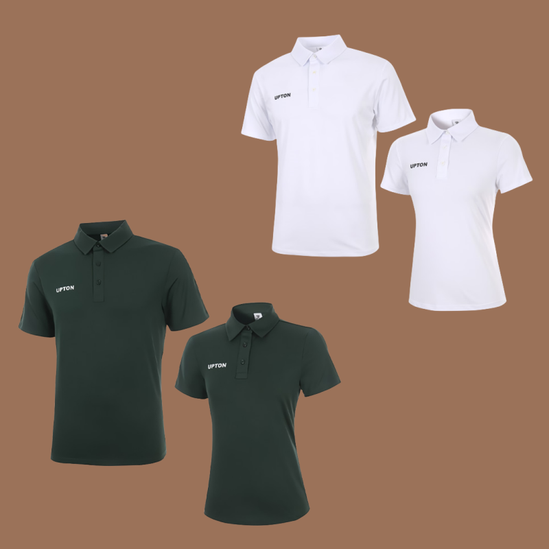 韩国UPTON2023新品羽毛球服男女情侣款运动两色POLO衫速干吸汗T恤