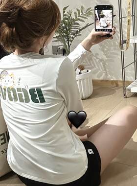 2024冬季新品韩国BGOVS运动服羽毛球男款女款加绒长袖T恤速干上衣