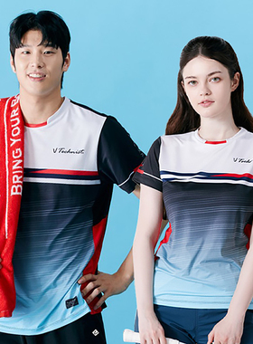 2024秋冬新品韩国Technist羽毛球服男款女款运动速干透气吸汗短袖