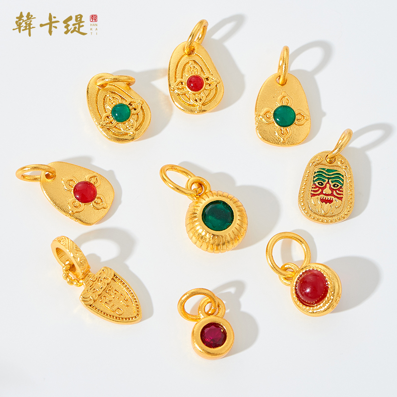 韩卡缇古法沙金久不掉色吊坠吊饰