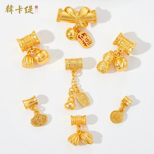 韩卡缇古法沙金久不掉色吊坠隔珠