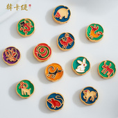 古法沙金十二生肖蛇马羊隔珠通孔散珠diy手链串手工编织配件配珠