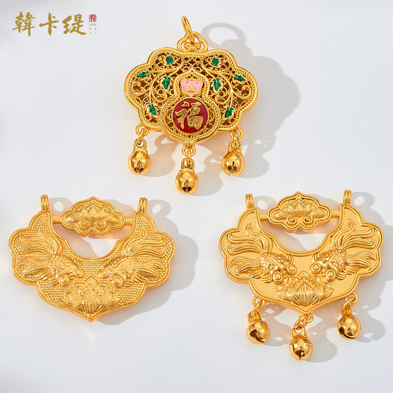 韩卡缇古法沙金久不掉色吊坠