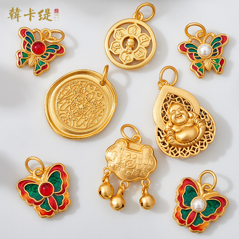 韩卡缇古法沙金久不掉色吊坠吊饰