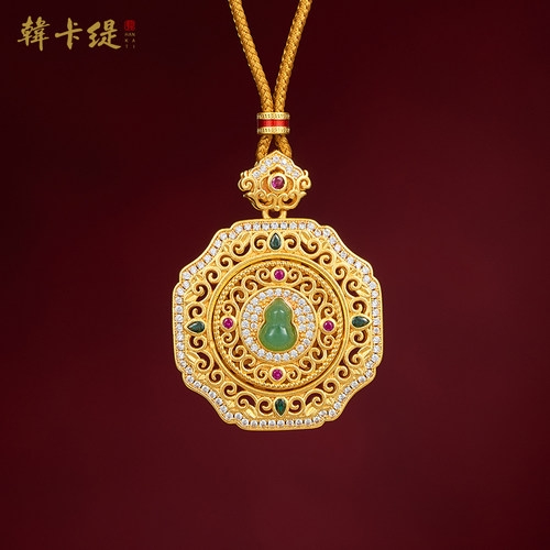 古法沙金镶嵌款葫芦吊坠
