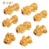 古法沙金貔貅元 宝铜钱隔珠diy手串穿珠镀金配饰配珠搭配手绳金色