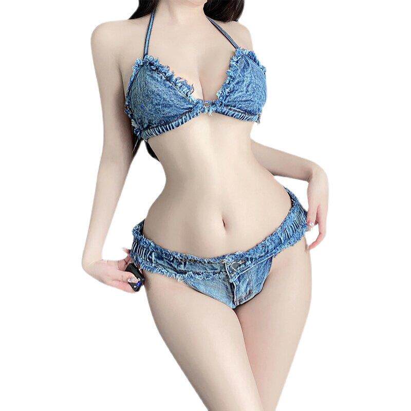 性感破洞牛仔短裤夜店诱惑内衣情趣KTV火辣热裤夏女生低腰开档裤