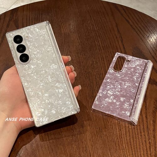 适用三星zfold7手机壳新款W25网红贝壳纹中轴保护外壳zfold6/5/4超薄w2423心系天下超薄全包防摔保护套Galaxy