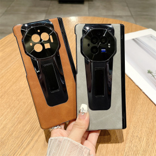 适用vivoxfold3手机壳折叠屏皮套vivo x fold3pro新款lx真皮xfold3支架翻盖前后保护套全包防摔超薄男外壳