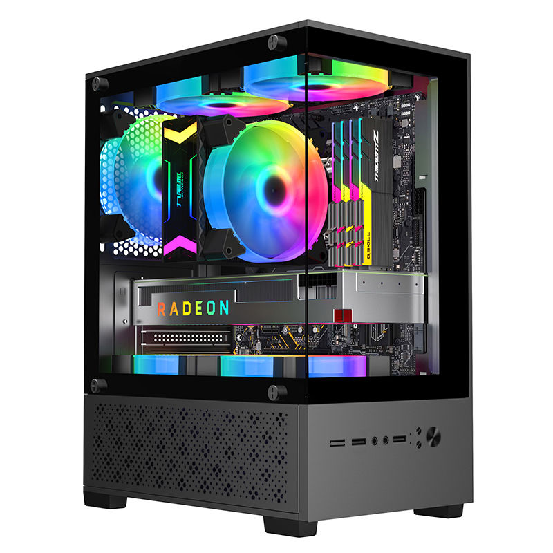海景房电脑机箱matx主板玻璃侧透