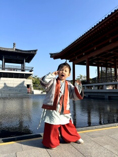 貉袖 玺儿制作汉服童装 仿古画