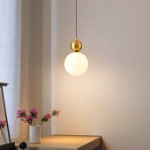 咖啡厅吧 饰氛围小吊灯 北欧奶油风卧室床头吊线灯 极简单头装