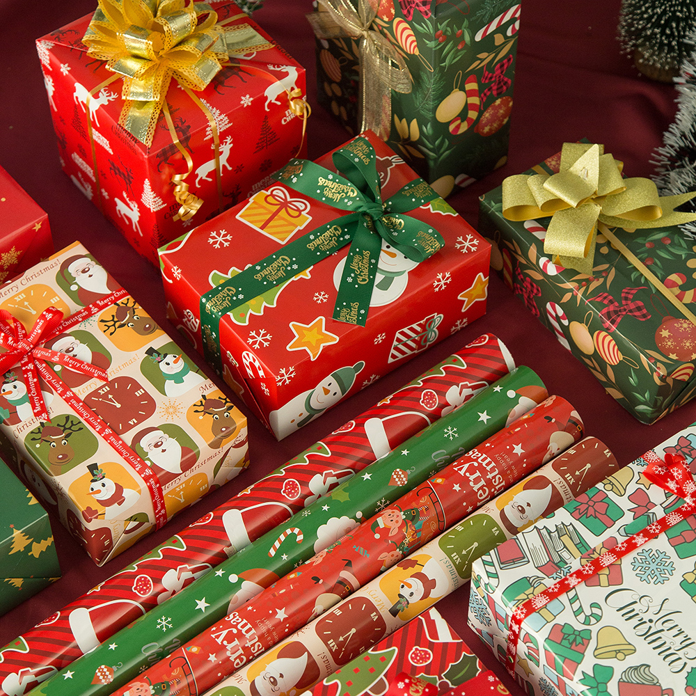 创意卡通圣诞节日礼品礼物礼盒包装纸清新DIY手工纸包装材料彩纸