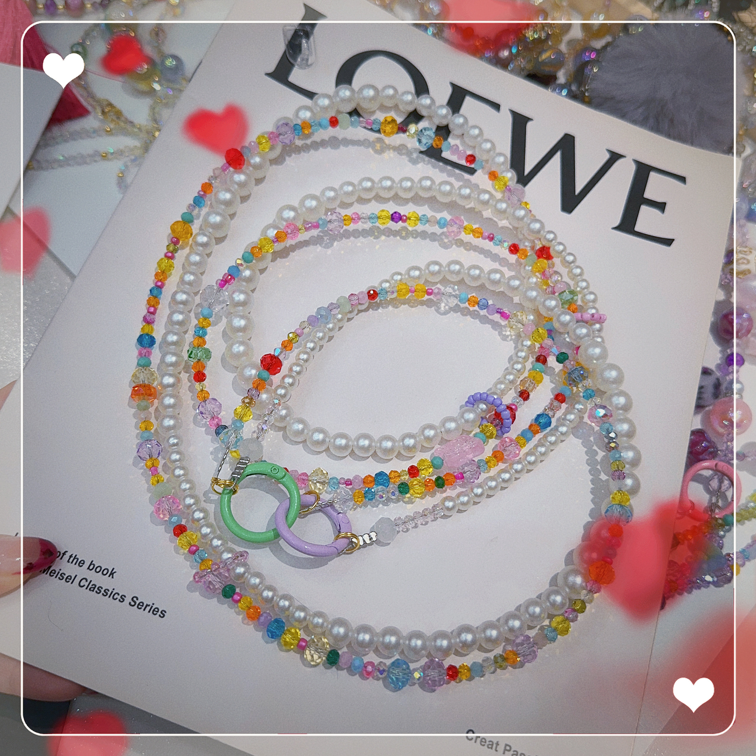 店主手作 双链多巴胺水晶亚克力1.1m斜挎 钻球重工水晶珠串手机链,服饰配件/皮带/帽子/围巾,包挂件,淘宝优惠券,粉丝福利购,淘宝优惠卷