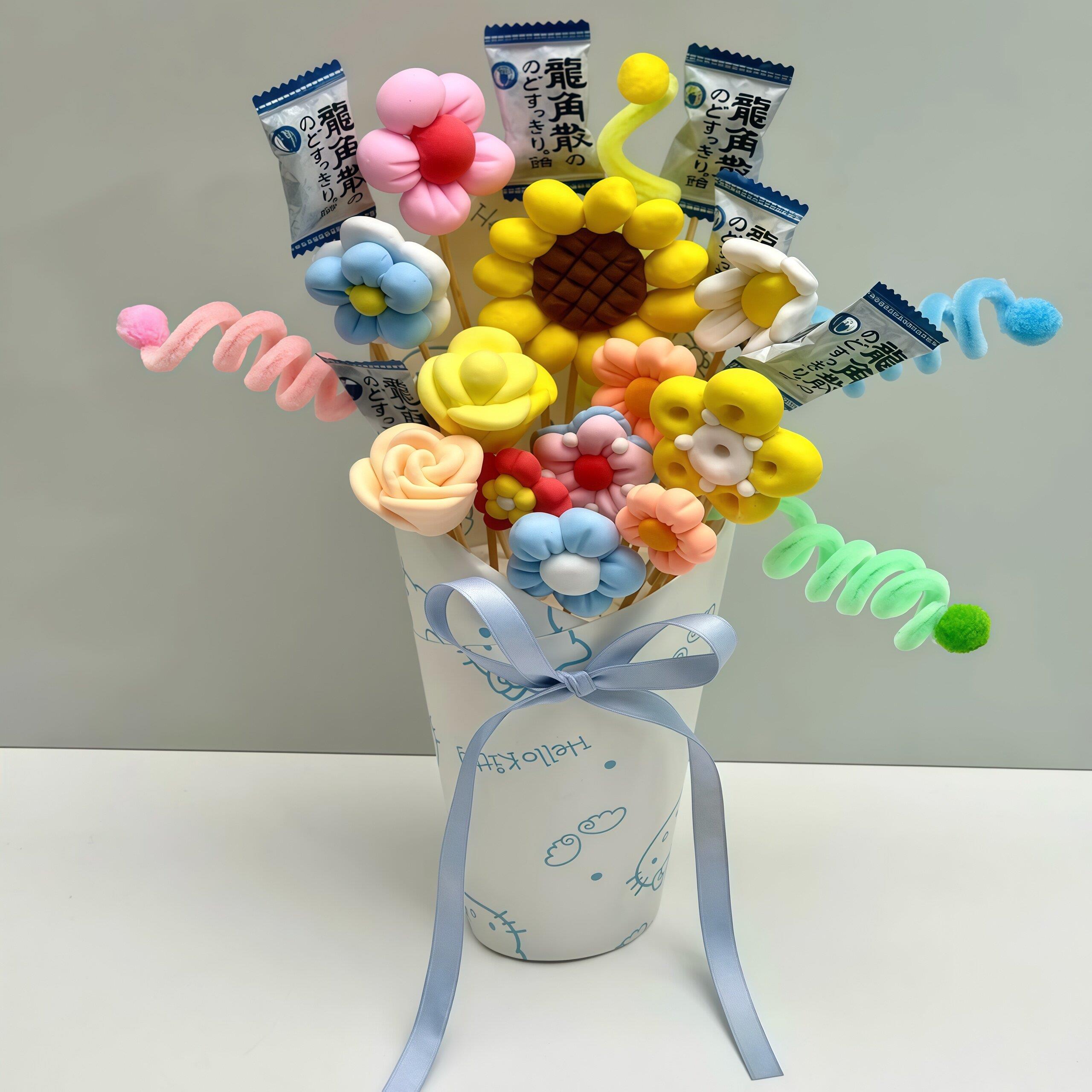 手工diy彩色粘土花束教师节礼物
