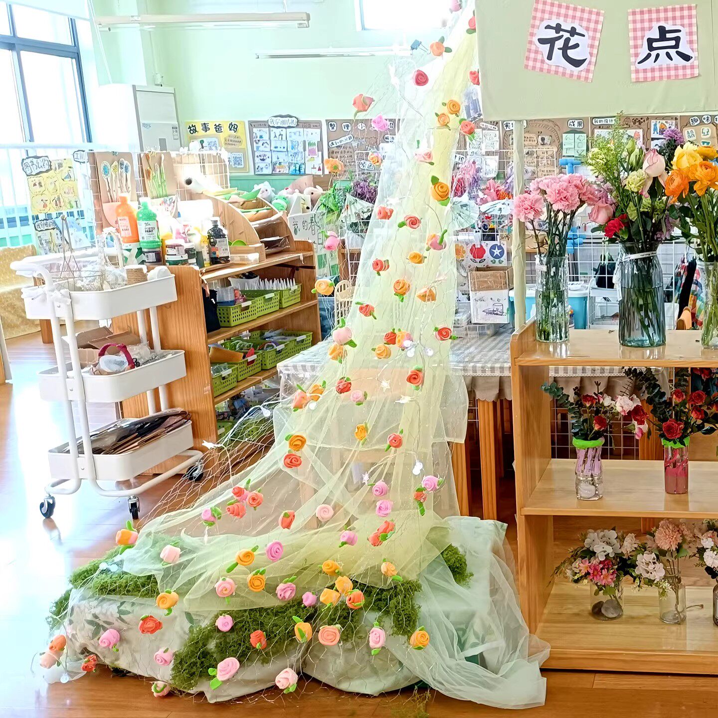 幼儿园环创森系装饰花墙材料包