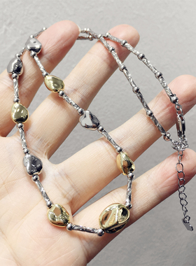 2025新款小众设计冷淡风简约气质拼色立体方块波浪长条项链锁骨颈