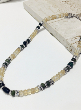 混搭绿色圆珠子串珠项链