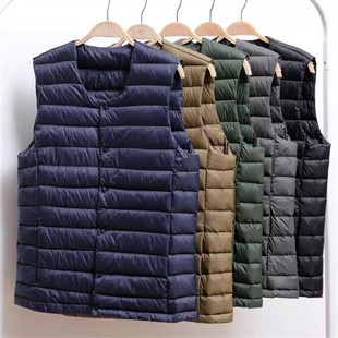 可变V男士短款羽绒马甲内胆背心中老年秋冬轻薄羽绒服内外穿马夹