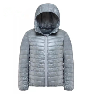 冬超轻薄羽绒服男短款连帽超薄款轻薄加肥加大码轻便特大码中老年