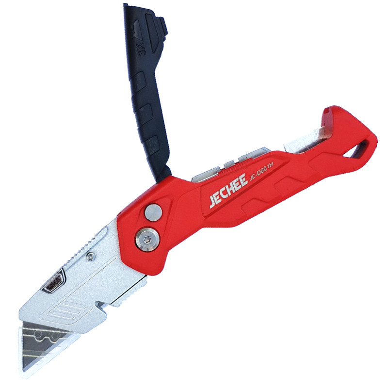 折叠美工刀铝合金电工刀重型壁纸刀便携金属割刀轴锁梯形换刀片仓