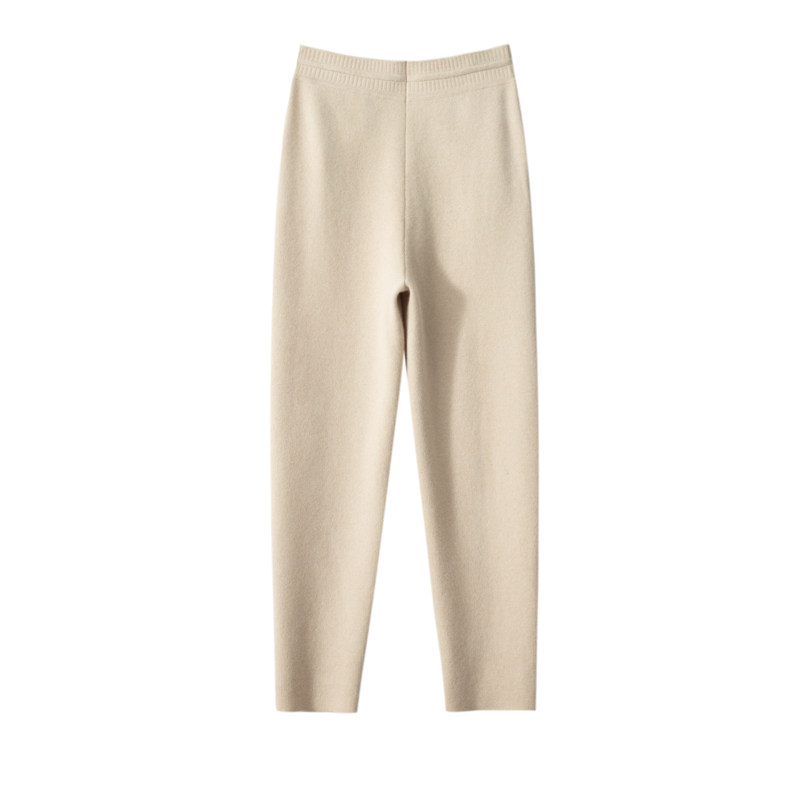 高腰纯色小脚裤100%纯山羊绒