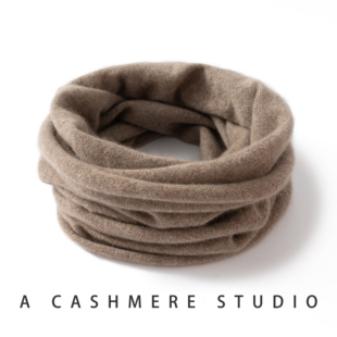 男士~100%纯山羊绒脖套卷边秋冬季护外围巾骑行防寒保暖护颈围脖