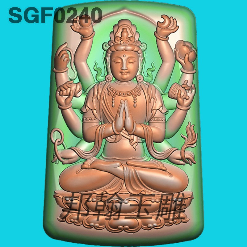 G240新正装千手观音精雕图玉雕八大守护神jdp灰度图bmp电脑浮雕图