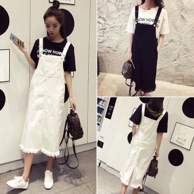 牛仔裙背带裙女夏2017学生流苏姐妹闺蜜装新款黑色学院风00后长裙|ruв категории Женская одежда, юбка - от Buy2taobao.com для оказания профессиональной услуги покупки агента Taobao