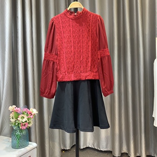 孤品捡漏特惠89元 焕新节 连衣裙 蕾丝拼接黑色大码 显瘦遮肉 时尚