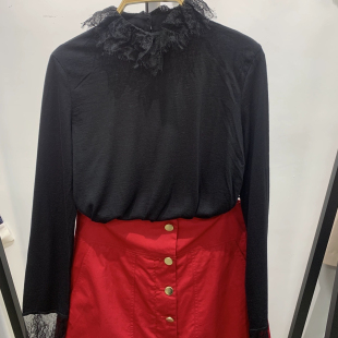 黑色打底衫 羊毛大码 秋冬蕾丝荷叶边领捡漏薄款 特惠99元 尤西子