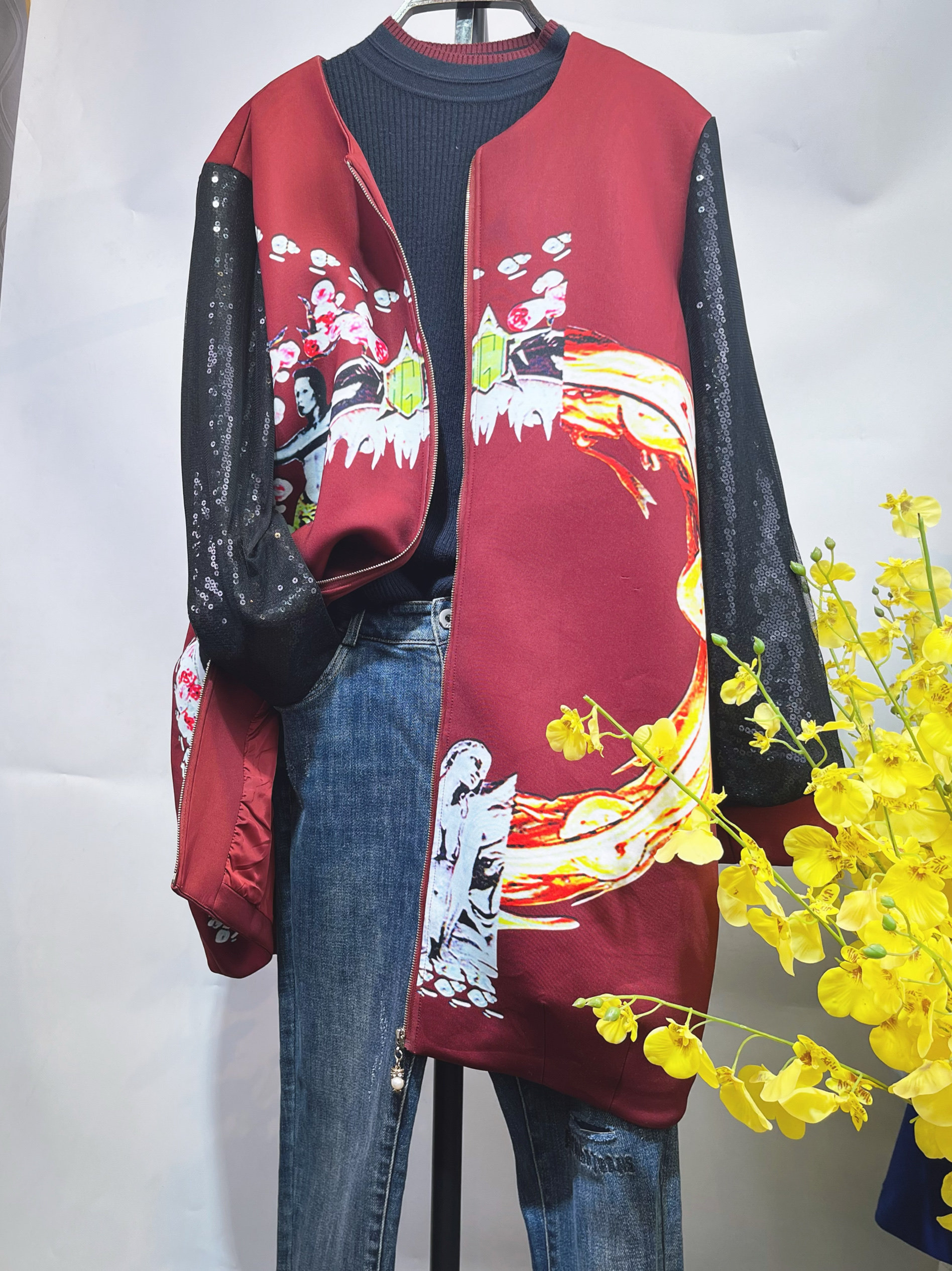 品牌撤柜 上衣女秋季时尚洋气大码遮肚子蕾丝打底衫遮屁股卫衣T桖