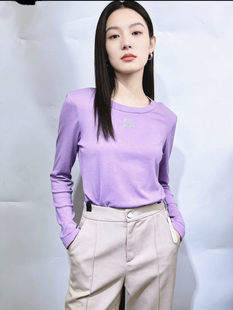 朗斯莉 38春尚新圆领打底衫女长袖T恤百搭款时尚活泼精致优雅通勤