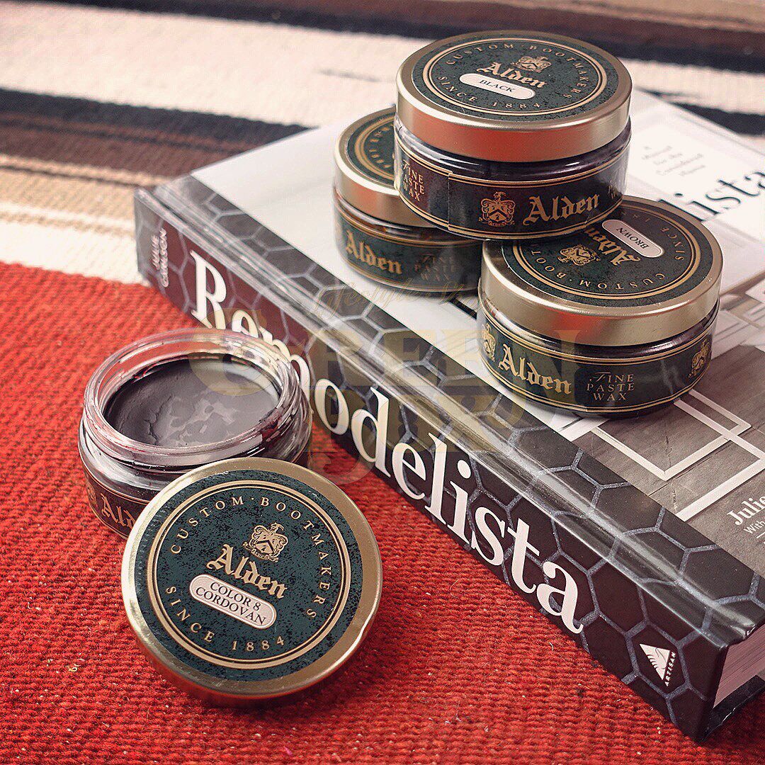 国内现货包邮 送擦鞋布 alden原厂鞋蜡黑色8号色保养补色镜面抛光
