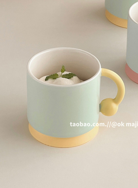 简约马克杯陶瓷小众情侣杯子高颜值家用喝水杯燕麦甜品杯咖啡杯子