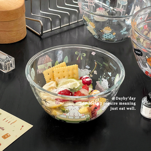 漂亮玻璃碗大号ins特别好看的碗新款泡面碗可爱高颜值水果沙拉碗