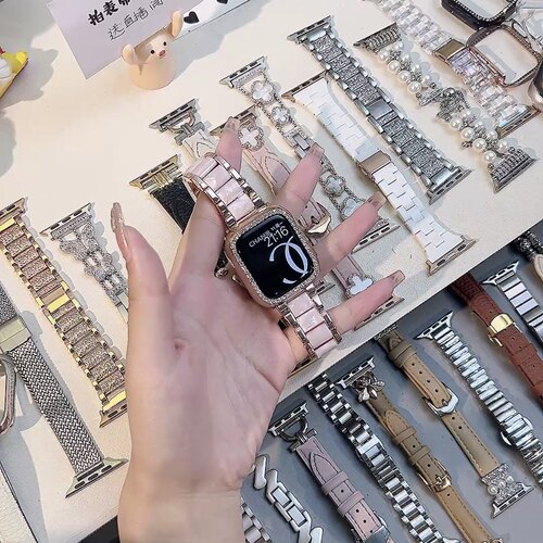 适用iWatch89表带淑女新款送钻壳